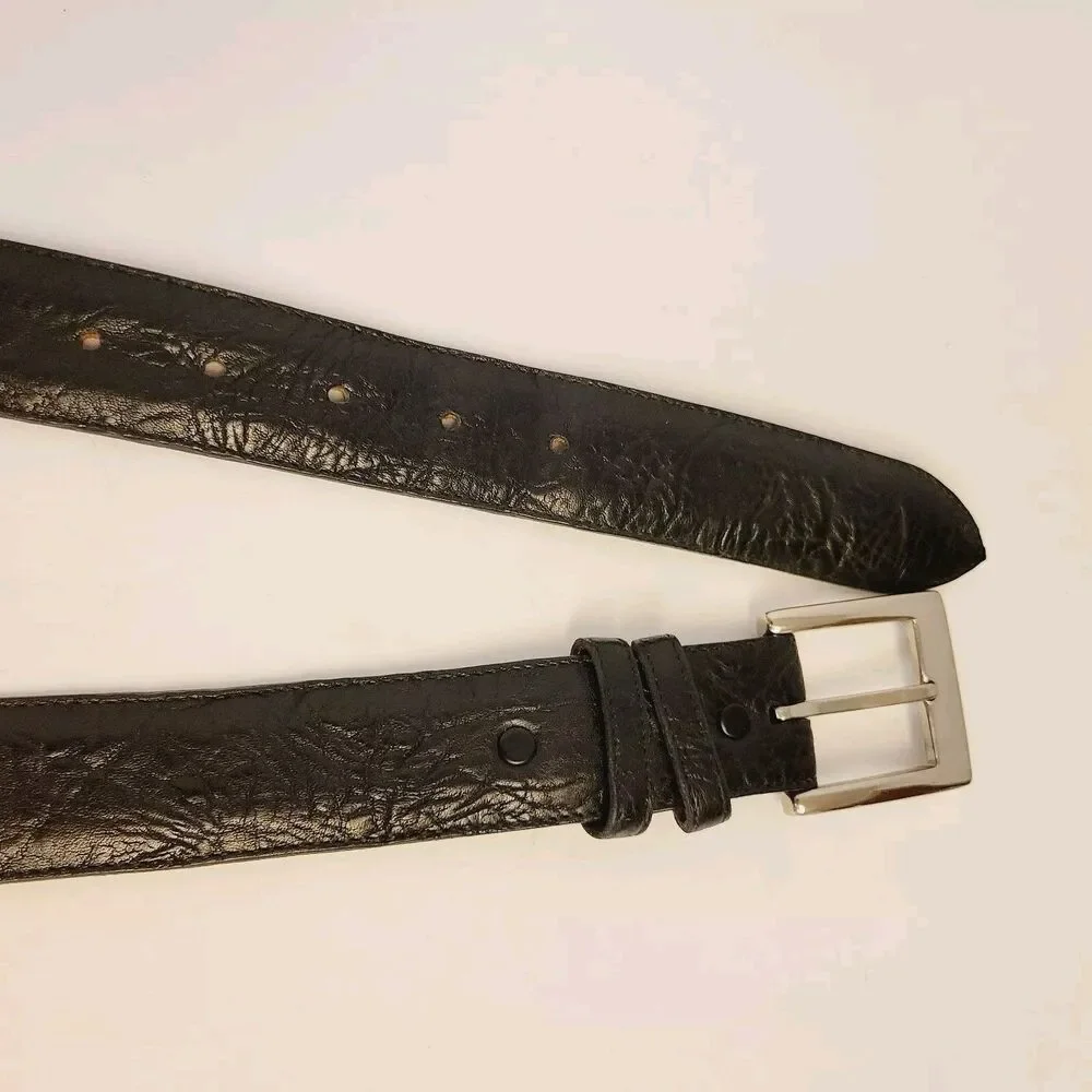 Monticelli Genuine Bison Leather Belt Black Size 40 Solid Brass Buckle Made USA
